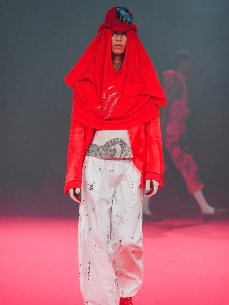 MASU / PRINT JACK T-SHIRT, DIAMOND-CUT PAJAMA PANTS