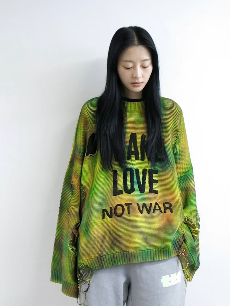 TTT MSW / MAKE LOVE over size damage knit