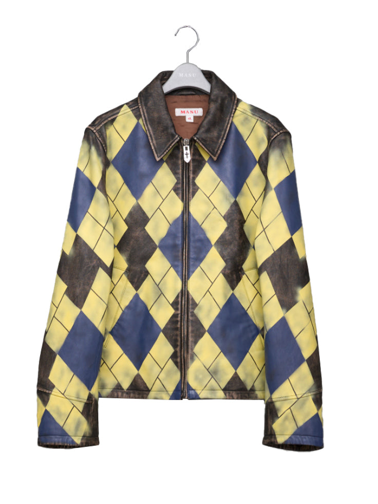 い*え様 MASU ARGYLE LEATHER SPORTS JACKET MASU(エムエーエスユー)のARGYLE LEATHER SPORTS JACKETの通販