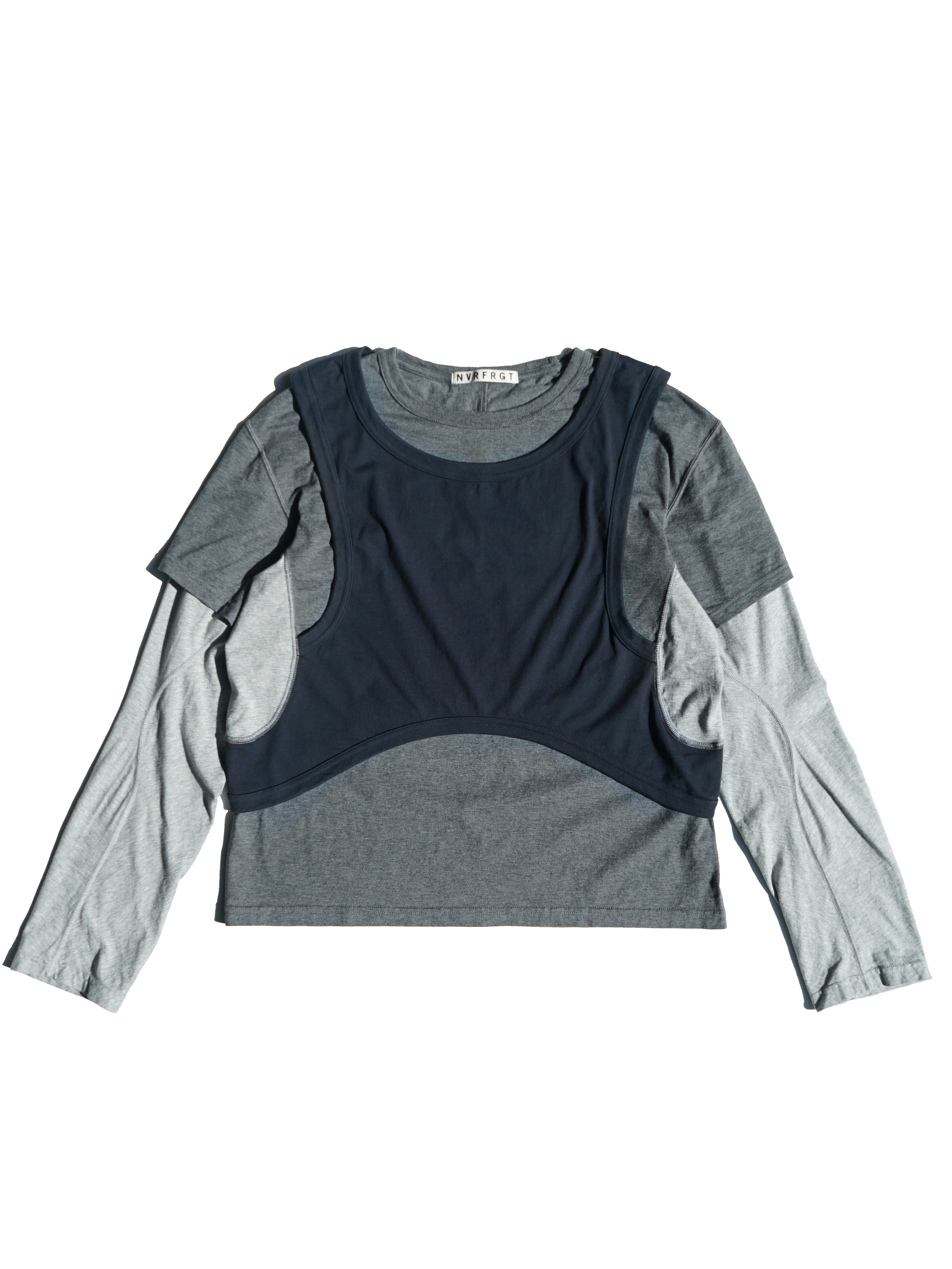 トップス PANELLED MULTI LAYERD T-SHIRT NVRFRGT 