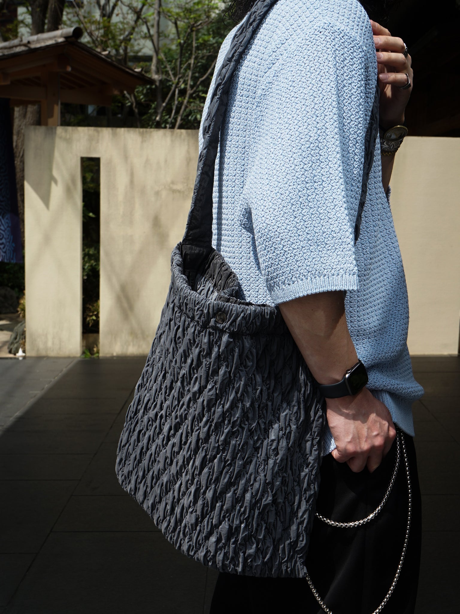 NULABEL / GARMENT DYED CONTRACTION QUILTED BAG