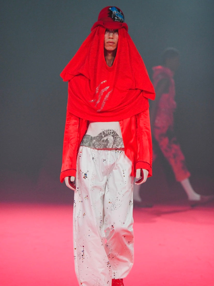 MASU / PRINT JACK T-SHIRT, DIAMOND-CUT PAJAMA PANTS