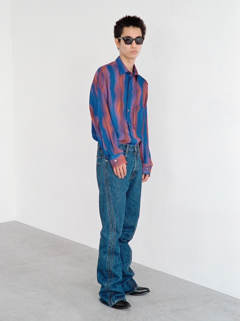 NVRFRGT / RECYCLED POLYESTER DISTORTED STRIPED SHIRT