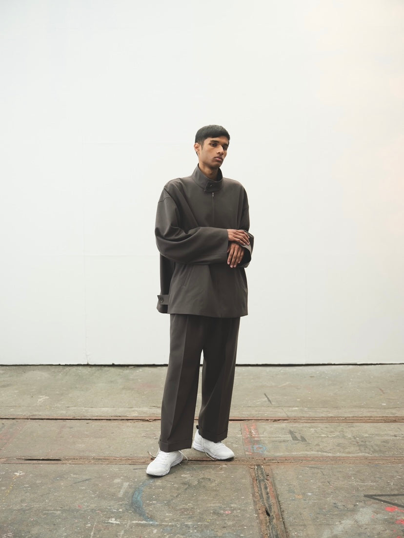 Blanc YM / Wool surge harrington JKT,Wide easy trousers