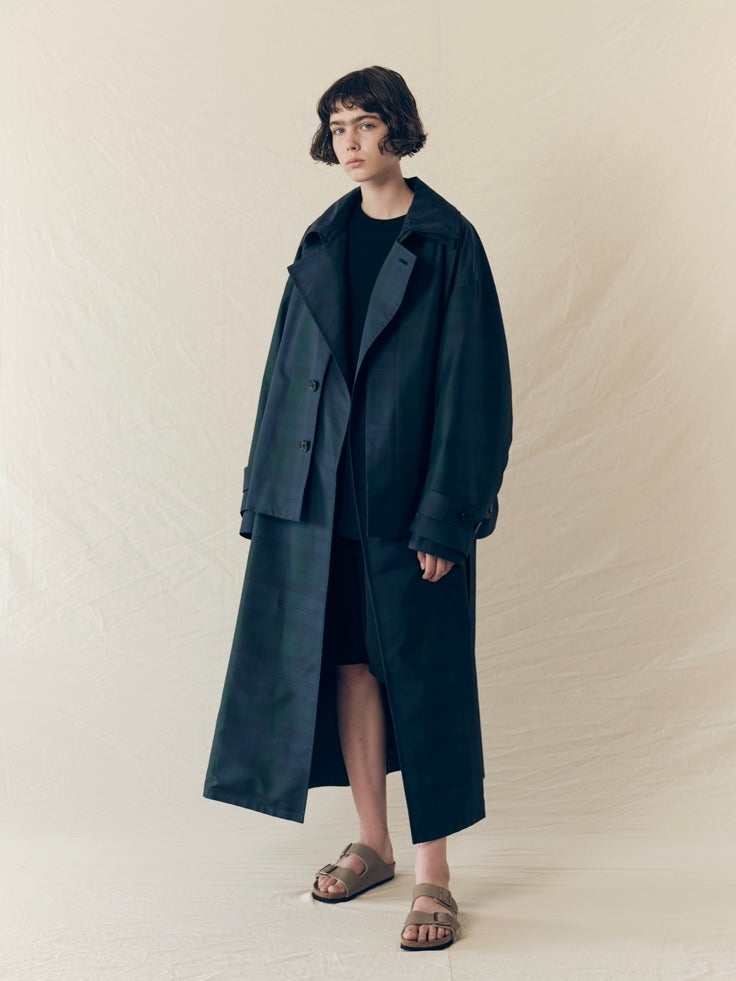 Blanc YM / Silk Black Watch Short Coat