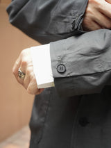 Blanc YM Cupro Nylon Single Breasted JKT キュプラナイロンシングルブレステッドジャケット 通販 グレー 着用イメージ