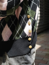 MASU DIAMOND SCRAPED CARDIGAN ダイヤモンドスクラップドカーディガン 通販 ピーチ 着用イメージ