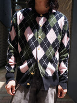 MASU DIAMOND SCRAPED CARDIGAN ダイヤモンドスクラップドカーディガン 通販 ピーチ 着用イメージ