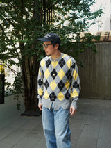 MASU DIAMOND SCRAPED CARDIGAN ダイヤモンドスクラップドカーディガン 通販 レモン　着用イメージ