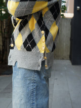 MASU DIAMOND SCRAPED CARDIGAN ダイヤモンドスクラップドカーディガン 通販 レモン　着用イメージ