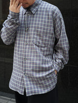 MATSUFUJI Vintage Fabric Utility Shirt ヴィンテージファブリックユーティリティシャツ 通販 グレーチェック 着用イメージ
