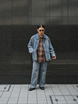 MATSUFUJI Chemical wash Denim Jacket ケミカルウォッシュデニムジャケット 通販 インディゴ 着用イメージ