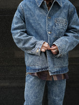 MATSUFUJI Chemical wash Denim Jacket ケミカルウォッシュデニムジャケット 通販 インディゴ 着用イメージ