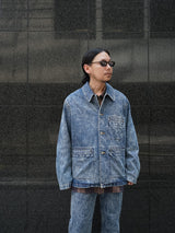 MATSUFUJI Chemical wash Denim Jacket ケミカルウォッシュデニムジャケット 通販 インディゴ 着用イメージ