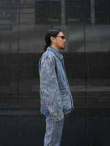 MATSUFUJI Chemical wash Denim Jacket ケミカルウォッシュデニムジャケット 通販 インディゴ 着用イメージ