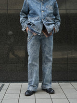 MATSUFUJI Chemical wash Boot Cut Denim Trousers ケミカルウォッシュブーツカットデニムトラウザーズ 通販 インディゴ t着用イメージ