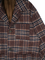 FUJI フジ WOOL CHECK BALMACAAN COAT ウールチェックバルマカーンコート 通販 ブラウンチェック