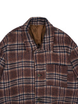 FUJI フジ WOOL CHECK BALMACAAN COAT ウールチェックバルマカーンコート 通販 ブラウンチェック