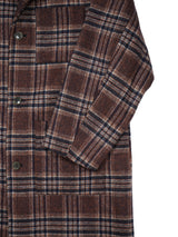 FUJI フジ WOOL CHECK BALMACAAN COAT ウールチェックバルマカーンコート 通販 ブラウンチェック