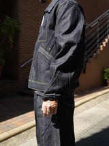 F/CE. LEE BY F/CE. 91-B MODULAR COVERALL JACKET エフシーイー リー 91-Bモジュラーカバーオールジャケット 通販 インディゴ 着用イメージ