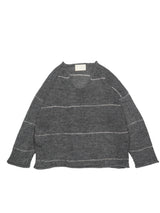 INNAT インアット V-NECK LINE BORDER SWEATER Vネックラインボーダーセーター 通販 グレー