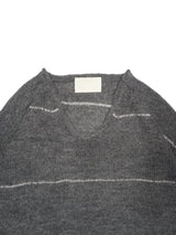 INNAT インアット V-NECK LINE BORDER SWEATER Vネックラインボーダーセーター 通販 グレー