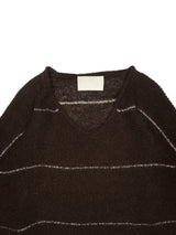 INNAT インアット V-NECK LINE BORDER SWEATER Vネックラインボーダーセーター 通販 ブラウン