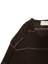 INNAT インアット V-NECK LINE BORDER SWEATER Vネックラインボーダーセーター 通販 ブラウン