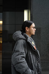 INNAT "PADDED TACTICAL FIELD COAT (INNAT x WILD THINGS)" インアット ワイワイルドシングス パデッドタクティカルフィールドコート 通販 ブラック 着用イメージ