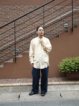 KANEMASA PHIL. 46G Stripe Atmosphere Shirt 46Gストライプアトモスフィアシャツ 通販 ベージュネイビー 着用イメージ