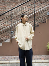 KANEMASA PHIL. 46G Stripe Atmosphere Shirt 46Gストライプアトモスフィアシャツ 通販 ベージュネイビー 着用イメージ