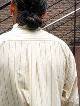 KANEMASA PHIL. 46G Stripe Atmosphere Shirt 46Gストライプアトモスフィアシャツ 通販 ベージュネイビー 着用イメージ