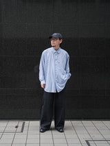 KANEMASA PHIL. 46G Stripe Atmosphere Shirt 46Gストライプアトモスフィアシャツ 通販 ネイビーホワイト 着用イメージ