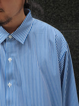 KANEMASA PHIL. 46G Stripe Atmosphere Shirt 46Gストライプアトモスフィアシャツ 通販 ネイビーホワイト 着用イメージ