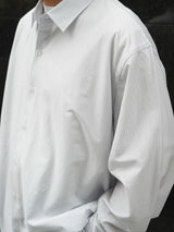 KANEMASA PHIL. 46G Stripe Atmosphere Shirt 46Gストライプアトモスフィアシャツ 通販 ホワイトブルー 着用イメージ