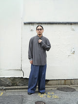 KANEMASA PHIL. 46G Stripe Atmosphere Shirt 46Gストライプアトモスフィアシャツ 通販 チャコールブラウン 着用イメージ