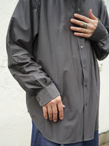 KANEMASA PHIL. 46G Stripe Atmosphere Shirt 46Gストライプアトモスフィアシャツ 通販 チャコールブラウン 着用イメージ