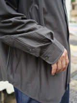 KANEMASA PHIL. 46G Stripe Atmosphere Shirt 46Gストライプアトモスフィアシャツ 通販 チャコールブラウン 着用イメージ