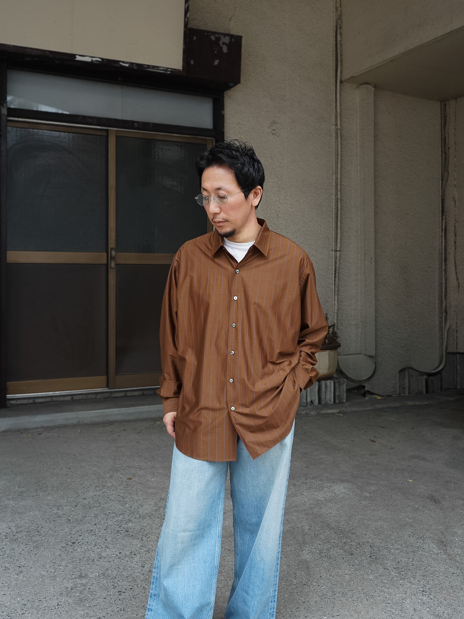 kris van assche archive スタンドカラーシャツ KANEMASA PHIL. 46G Stripe Atmosphere Shirt | 46G ストライプ