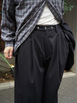 KANEMASA PHIL.(カネマサフィル) "46G Solaro Trousers"46Gソラーロワイドトラウザー
BLACK BROWN  通販 着用イメージ