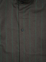 MATSUFUJI Grosgrain Stand-collar Stripe Jacket グログランスタンスタンドジャケット 通販  ブラウングリーン
