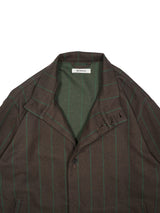 MATSUFUJI Grosgrain Stand-collar Stripe Jacket グログランスタンスタンドジャケット 通販  ブラウングリーン