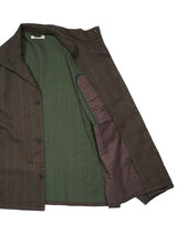 MATSUFUJI Grosgrain Stand-collar Stripe Jacket グログランスタンスタンドジャケット 通販  ブラウングリーン