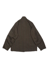 MATSUFUJI Grosgrain Stand-collar Stripe Jacket グログランスタンスタンドジャケット 通販  ブラウングリーン