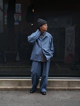 MATSUFUJI Grosgrain Stand-collar Stripe Jacket グログランスタンスタンドジャケット 通販  ブルーグレー
着用イメージ