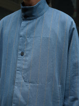 MATSUFUJI Grosgrain Stand-collar Stripe Jacket グログランスタンスタンドジャケット 通販  ブルーグレー
着用イメージ