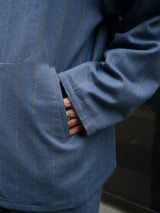 MATSUFUJI Grosgrain Stand-collar Stripe Jacket グログランスタンスタンドジャケット 通販  ブルーグレー
着用イメージ
