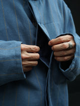 MATSUFUJI Grosgrain Stand-collar Stripe Jacket グログランスタンスタンドジャケット 通販  ブルーグレー
着用イメージ