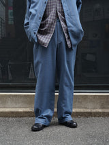 MATSUFUJI Grosgrain Stripe Wide Pants グログランストライプワイドパンツ 通販  ブルーグレー 着用イメージ