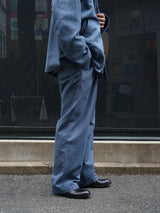MATSUFUJI Grosgrain Stripe Wide Pants グログランストライプワイドパンツ 通販  ブルーグレー 着用イメージ